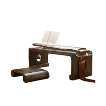 HASMI Living Room Table Console Table Guqin Piano Wood Ancient Furniture Four Long Space Guest Table Low Floor Oriental Tea Table Outdoor Side Table (Size : Table and Stool)