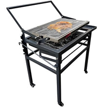 Rotating Barbecue Grill,Barbecue Grill Outdoor with Storage Tray,Reversible Stainless Steel Grill Net,Drawer Charcoal Basin,Universal Moving Wheels,Grill Oysters,Whole Chicken,Fish