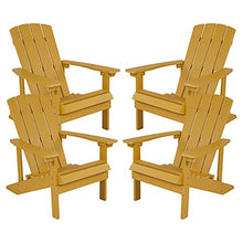 Flash Furniture Charlestown Poly Resin Adirondack Chair - Yellow - All Weather - Indoor/Outdoor - Set of 4