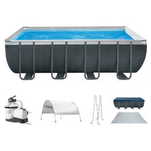 18'×52" Above Ground Rectangular Frame Swimming Pool Set w/Pump & Canopy