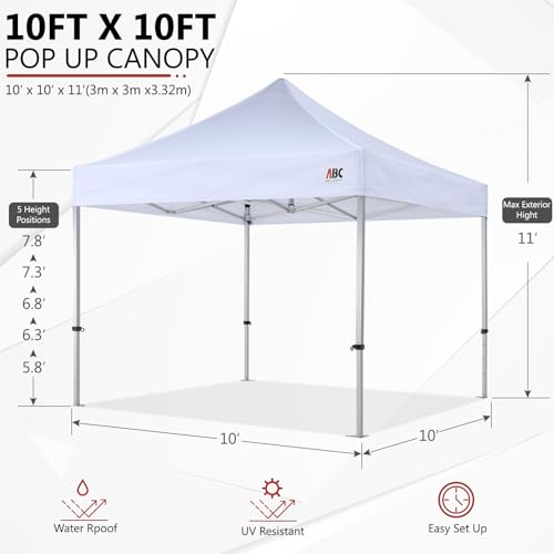ABCCANOPY Aluminum Pop Up Canopy Tent 10x10 White