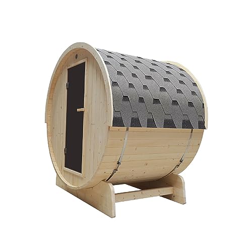 ALEKO Barrel Sauna Wet Steam Dry Indoor Outdoor White Finland Pine 3-4 Person Sauna UL Certified 4.5 kW Harvia Sauna Heater SB4PINE