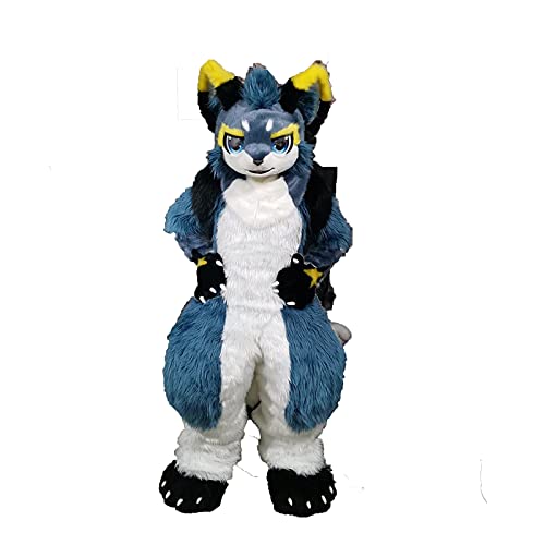 FurryMascot Full Fursuit Anime Digitigrade Costume Black/Blue/White