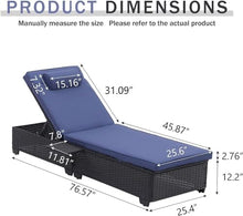 Outdoor Chaise Lounge Chairs Furniture Set of 2 Wicker Recliner Double Reclining Pool Lounge Chair Adjustable Backrest Lounger, Wicker Poolside Lounge Chair Sunbathing Camping Beach Pool Chairs