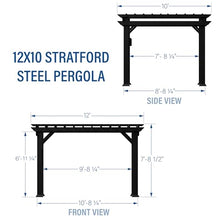 Backyard Discovery Stratford 12' x 10' Galvanized Steel Pergola Kit with Shade Sail Canopy Black