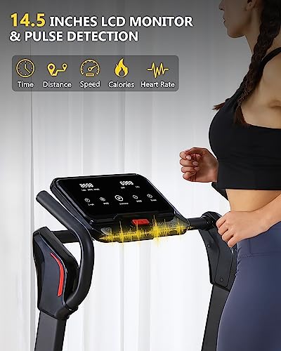 SPORTY&FIT Folding Treadmill 4.0Hp 400LBS Portable with LED Display Black