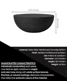 eldimer no.102 GFRC Concrete Coffee Table 43.3” - Handcrafted Round Modern Architectural Table, Weather Resistant, Indoor & Outdoor, 145 lbs Solid Cement Construction for Patio or Living Room