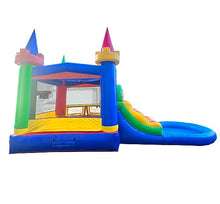 Pogo Bounce House Inflatable Castle Combo with Slide and Water Pool Rainbow