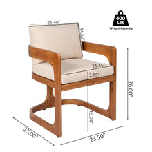 Christopher Knight Home Zeke Outdoor Dining Chairs Set of 2, Acacia Wood Dining Chairs with Water-Resistant Cushions, Patio Side Chairs with U-Shaped Sled Base & Curved Armrests, Beige + Teak