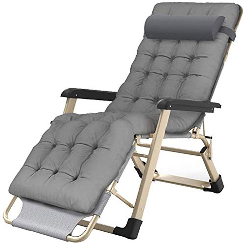 IIPOSAQQ Outdoor Reclining Zero Chair Extra Wide Adjustable Lounger Chair for Patio Garden Beach Pool with Cushions Support 200kg
