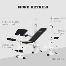 Soozier Adjustable Weight Bench with Squat Rack, Preacher Curl Pad, Leg Developer, Butterfly and Weight Storage Black and White