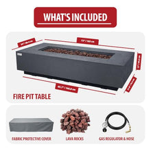 AMS 72" Rectangular Cast Concrete Propane Gas Fire Pit Table (Dark Gray)