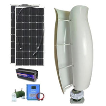 OLONETO 3KW Wind Turbine Generator Kit 12V 24V 48V Free Energy Windmill Vertical Axis Wind Turbine + 2 * 100W Photovoltaic Panels + 3000W Inverter Wind-Solar Hybrid Power Generation System(White,12V)