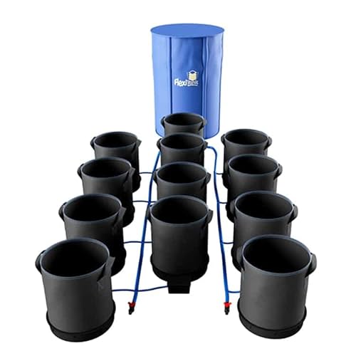 AutoPot 12 Pot XXL System with 13 Gallon Pots and 60 Gallon FlexiTank - Self-Watering, Gravity-Fed System (12Pot - 13 Gallon - 60 Gallon FlexiTank) Indoor, Black