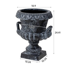Merax 2-Piece 24.41" H Classical Grape Relief Urn Planter,MGO Pedestal Flower Pot with Elephant-Head Handles, Lightweight Weather-Resistant Decorative Vase for Garden, Patio & Entryway, Antique Black