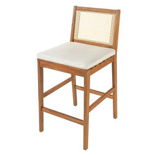 Merax Set of 4 Acacia Wood Outdoor Wicker Bar Stools with Cushion