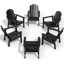 FOLAWO Adirondack Chair Set of 6, HDPE Outdoor Fire Pit Chairs, Black