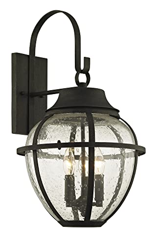 Troy Lighting Bunker Hill 3-Light Wall Sconce | Vintage Bronze Finish | Made of Hand-Worked Iron | Wet-Rated for Outdoor Use | 13" W x 22.75" H Profile | B6452-VBZ