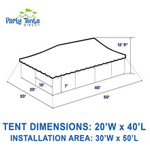 Party Tents Direct 20' x 40' Weekender Pole Canopy, White Top & Sidewalls