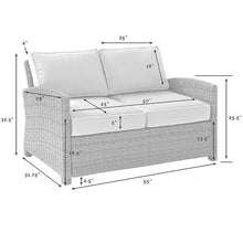 Afuera Living Modern Wicker Patio Loveseat, Brown and Navy Finish, 33" H x 56" W x 32.5" D, Steel Frame, UV-Resistant Outdoor Resin Wicker, Weather-Resistant Cushions, Comfortable Outdoor Seating