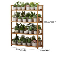4 Tier Wood Plant Holder Shelf Indoor Outdoor Bamboo Plant Shelf Multiple Flower Pot Display Shelf Multifunctional Storage Rack Holder Floor Standing Plant Stand For Patio Balcony Garden Yard