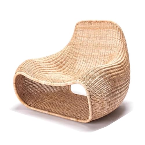 Apk i bc Nordic Rattan Single Bedroom Leisure Armchair, Pe Rattan Weaving, Suitable for Garden Living Room(Khaki,104 * 89 * 85CM)