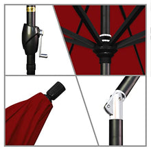 California Umbrella GSPT908302-5403 9' Round Aluminum Market, Crank Lift, Push Button Tilt, Black Pole, Sunbrella Jockey Red Patio Umbrella, 9-Feet