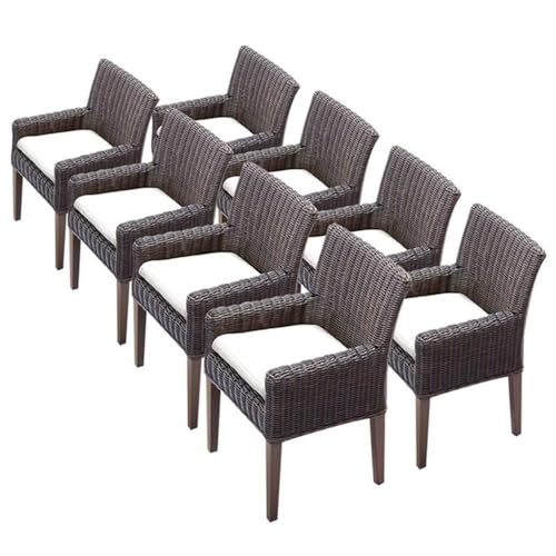 Afuera Living Contemporary Patio Dining Arm Chair Set of 8 Extra White Covers