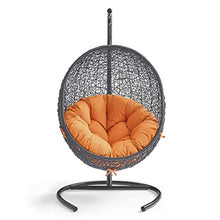 Modway EEI-739-ORA-SET Encase Swing Outdoor Patio Lounge Chair, With Stand, Orange