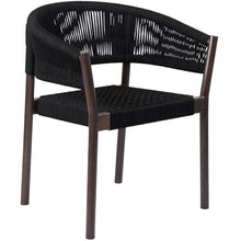 Pemberly Row in-Outdoor Dining Chair Set of 2, 18 in Seat Height, Dark Eucalyptus Wood Frame, Black Rope Finish, Stackable Breathable Design, Weather-Resistant Patio or Indoor Seating