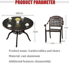 KUYBTU Patio Dining Set Outdoor Patio Cast Aluminium Round Table and 4 Chairs, Suitable for Garden/Courtyard, All-Weather Waterproof Sunscreen, 100X73Cm