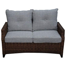 Courtyard Casual 5240 Costa Mesa 5-Piece Seating Set with Loveseat, Club Chairs, End Table & Gas Fire Pit Brown