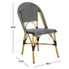 Safavieh Home Collection Hooper Indoor-Outdoor Stacking Side Chairs | Black, White Light Brown | Set of 2