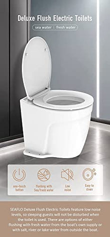 SEAFLO 24V Deluxe Flush Fresh Water Electric Marine Toilet White