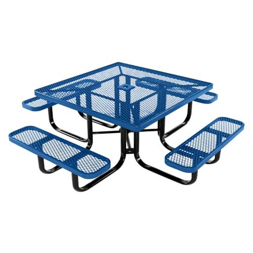 COATEDOUTDOORFURNITURE 46In Square Picnic Table, Textured Light Blue