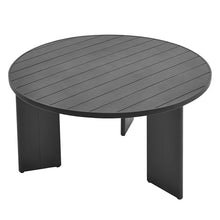 Modway Tahoe Outdoor Patio Powder-Coated Aluminum Round Dining Table in Gray - 59 Inch Patio Table with Umbrella Hole and Cover - 4 Person Dining Table - Slatted Patio Furniture Table