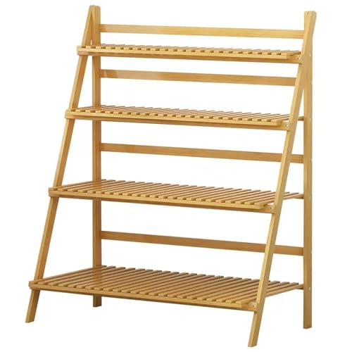ZOCWJK Bamboo Plant Stand Storage Rack 4 Tier Plant Shelf Organizer for Flower Pot Display Multifunctional Plant Holder for Home Patio Balcony Garden,4tier27.6