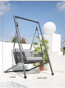 Eiwitany Outdoor Swing, Double Balcony, Rocking Chair, Thick Galvanized Pipe Frame, Stronger Load-Bearing Capacity, Small Yard Swing (Single)