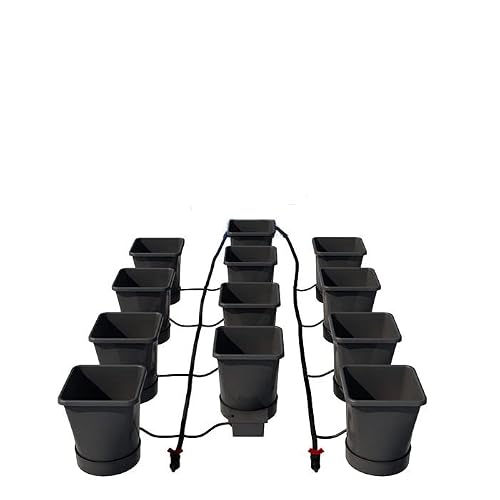 AutoPot 12Pot XL System with 6.6 Gallon Plastic Pots (*Includes AIRBASES and AIRDOMES) Self-Watering, Gravity-Fed Hydroponic System (12PotXL - 6.6 Gallon Pots - No Tank) Indoor, Black