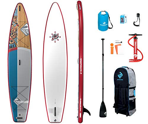 Boardworks SHUBU Raven Touring Inflatable Stand Up Paddleboard 12' 6" Red/Grey/White/Wood