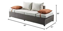 Afuera Living 2 Piece Wicker Patio Loveseat, Beige and Gray Finish, Synthetic Wicker and Aluminum Frame, Water Resistant Cushions, Modern Outdoor Sofa Set with Storage Base and Accent Pillows