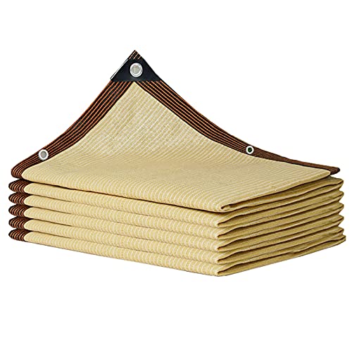 WYBB Shade Cloth Beige Privacy Screen with 10m Rope and Eyelets, 90% Sunblock Wear-Resistance Shade Cloth, Outdoor Courtyard Pond Shade Greenhouse Awning (Size : 8m x 8m)