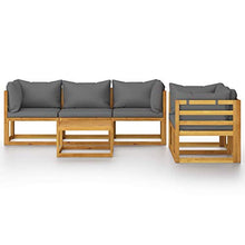 HNSMFPRE Solid Acacia Wood Garden Lounge Set with Cushion and Coffee Table, Outdoor Patio Seating Set for Terrace