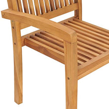VIHHQGC 8-Piece Brown Teak Wood Garden Chair Set with Grey Polyester Cushions, Stackable Outdoor Dining Chairs for Patio Balcony Indoor Use