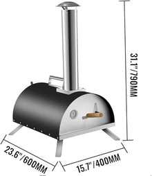KJLYLPP 12"" Outdoor Portable Pizza Oven, Reaches 500°C in 15 Minutes, Authentic Wood Fire Pizza & Chargrill BBQ Cooker, Stone Bake Pizza in 60 Seconds, Includes Paddle