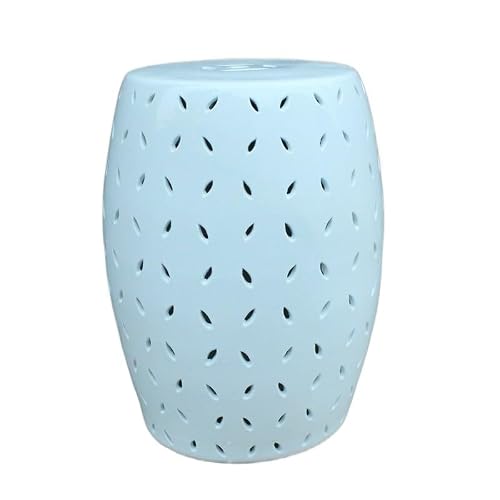 JOYNOW Ceramic Garden Stool Decorative Garden Stools Black Orchid Carved Drum Stool Porcelain Stool Dresser Stool Stool Beige Hole Round Garden Stool Ceramic(Blue)