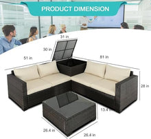 UOPYNE Outdoor Patio Wicker Furniture Set, No Assembly Required All-Weather Rattan Conversation Bistro & Storage Box Glass Top Table for Garden, Porch, Balcony and Deck