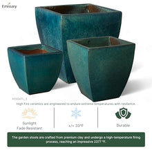 Square Stoneware Planter (Parent SKU) (Teal, Set of 3)