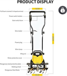 JKSVTF Rotavator Garden Gear Electric Garden Tiller, 2400W Low Noise Electric Cultivator, tilling Width 45cm,Working Depth 22cm for Garden Vegetable Plots.