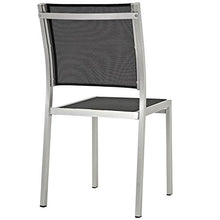 Modway Shore 7-Piece Aluminum Outdoor Patio Dining Table Set Silver Black